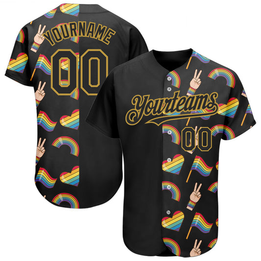 Custom Rainbow For Pride Month Love Is Love LGBT 3D Authentic Baseball Jersey - Sky-Custom