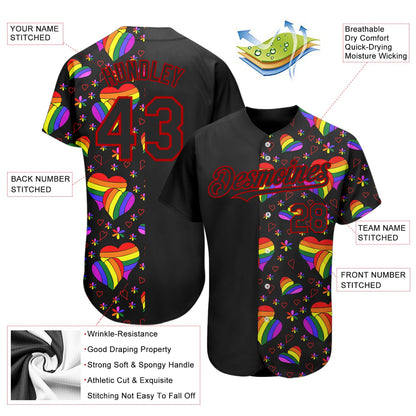 Custom Rainbow For Pride Month Love Is Love LGBT 3D Authentic Baseball Jersey - Sky-Custom