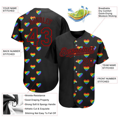 Custom Rainbow For Pride Month Love Is Love LGBT 3D Authentic Baseball Jersey - Sky-Custom