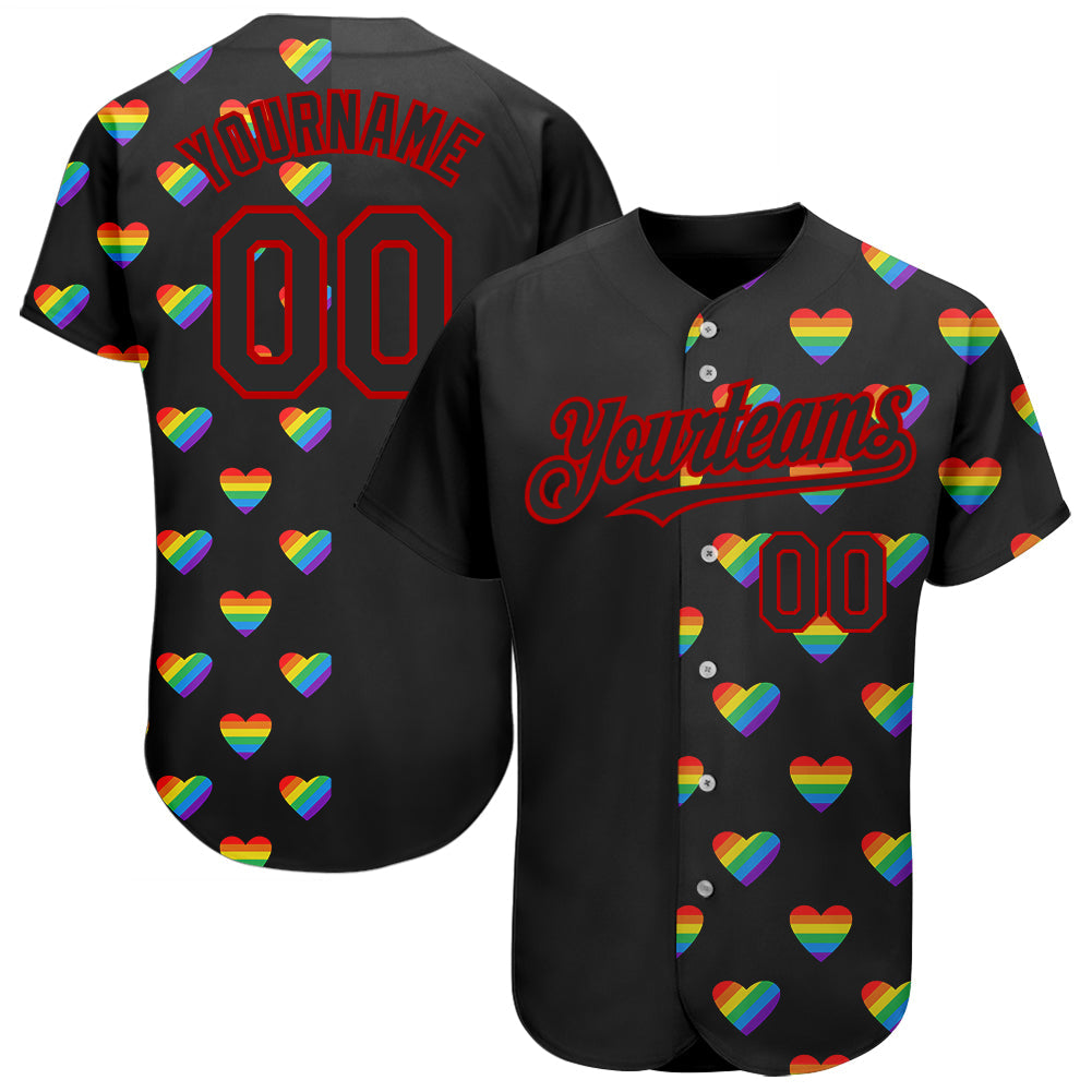 Custom Rainbow For Pride Month Love Is Love LGBT 3D Authentic Baseball Jersey - Sky-Custom