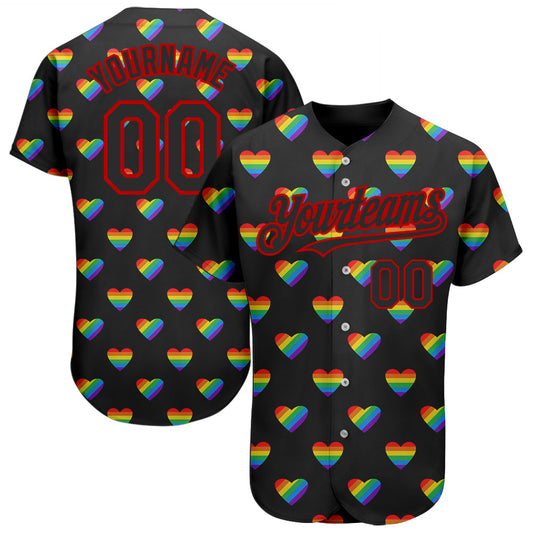 Custom Rainbow For Pride Month Love Is Love LGBT 3D Authentic Baseball Jersey - Sky-Custom