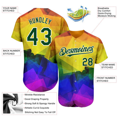 Custom Rainbow For Pride Month Love Is Love LGBT 3D Authentic Baseball Jersey - Sky-Custom