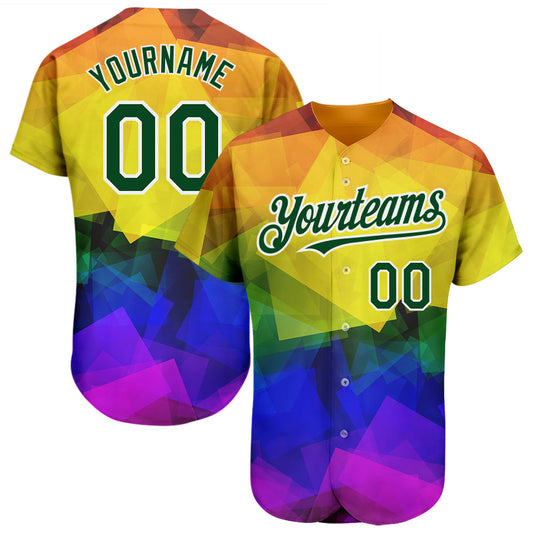 Custom Rainbow For Pride Month Love Is Love LGBT 3D Authentic Baseball Jersey - Sky-Custom