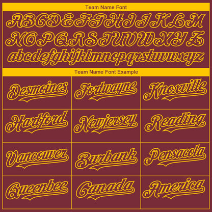 Custom Burgundy Yellow 3D Washington City Edition Fade Fasion Authentic Baseball Jersey - Sky-Custom
