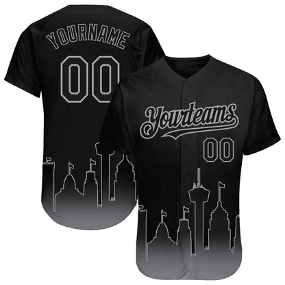 Custom Black Gray 3D San Antonio City Edition Fade Fasion Authentic Baseball Jersey - Sky-Custom