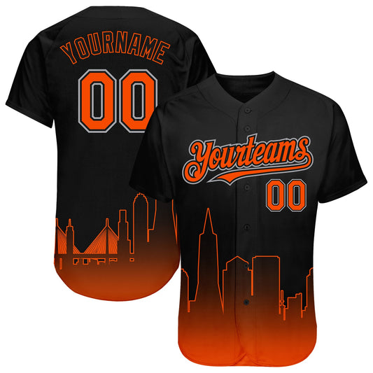 Custom Black Orange-Gray 3D San Francisco City Edition Fade Fasion Authentic Baseball Jersey - Sky-Custom