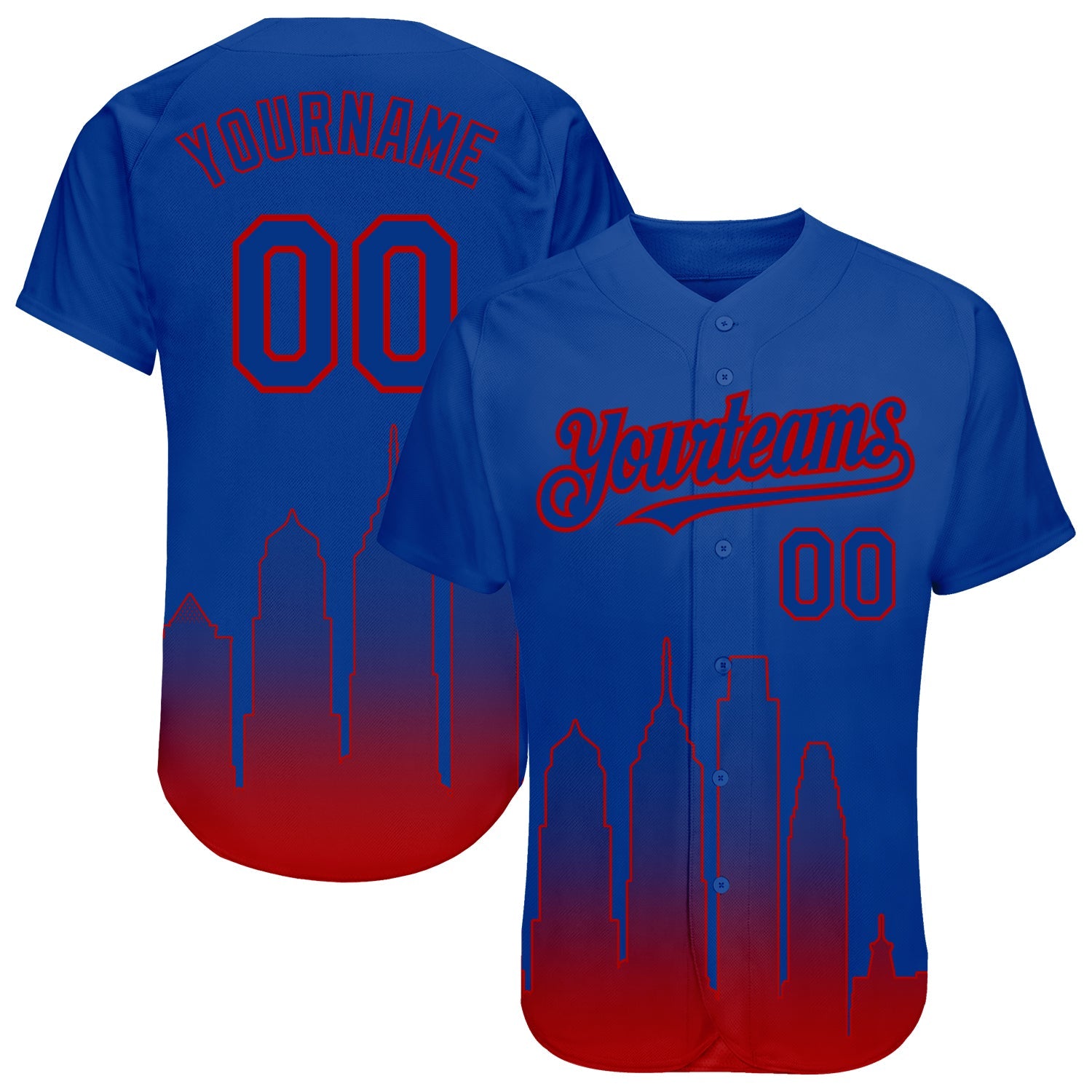 Custom Royal Red 3D Philadelphia City Edition Fade Fasion Authentic Baseball Jersey - Sky-Custom