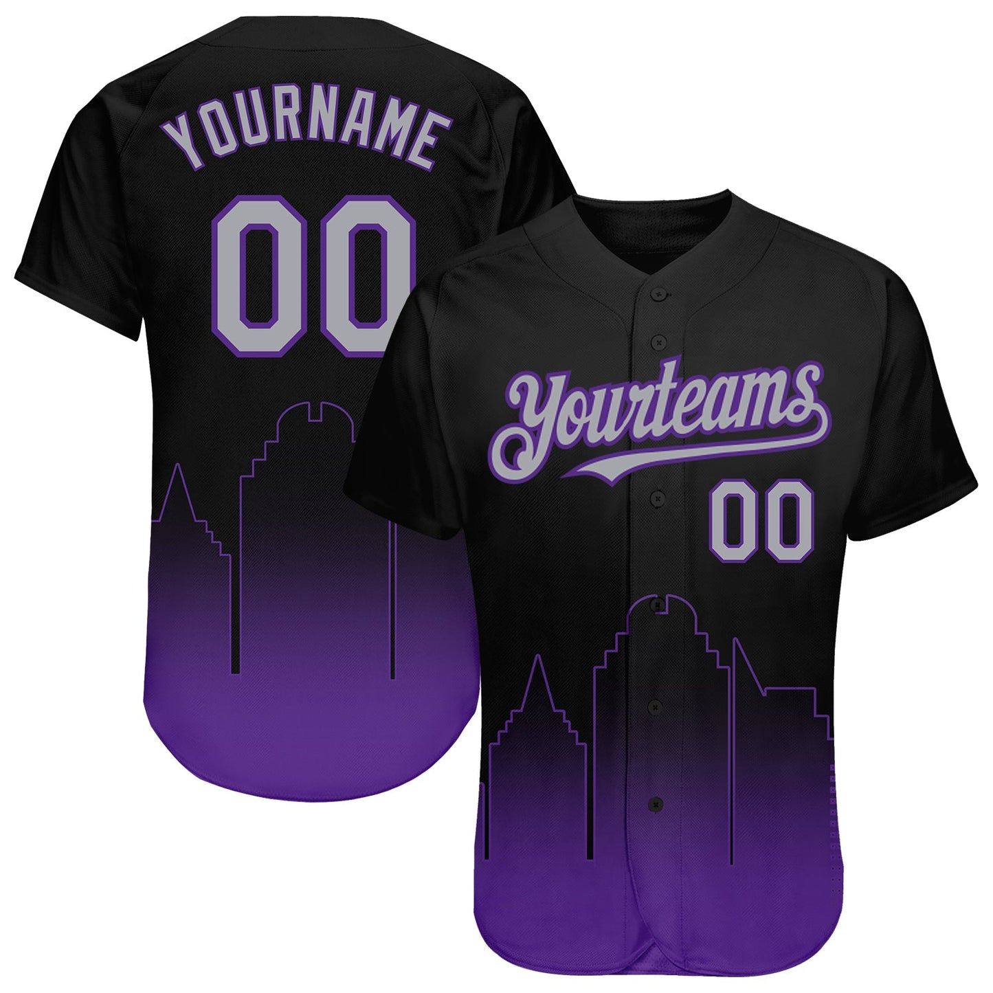 Custom Black Gray-Purple 3D Sacramento City Edition Fade Fasion Authentic Baseball Jersey - Sky-Custom