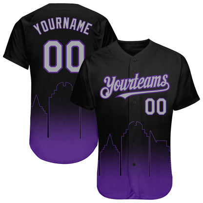 Custom Black Gray-Purple 3D Sacramento City Edition Fade Fasion Authentic Baseball Jersey - Sky-Custom