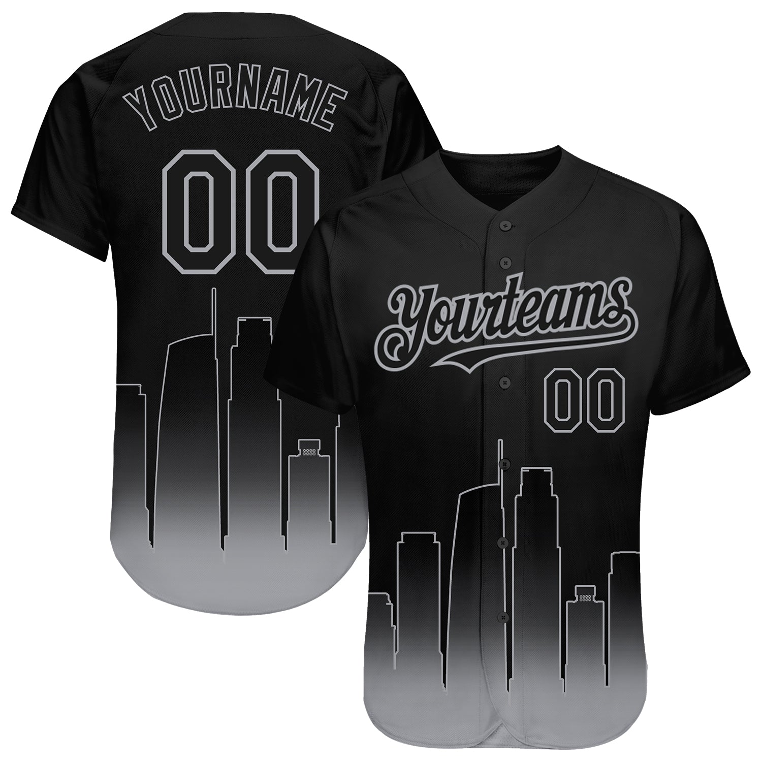 Custom Black-Gray 3D Los Angeles City Edition Fade Fasion Authentic Baseball Jersey - Sky-Custom