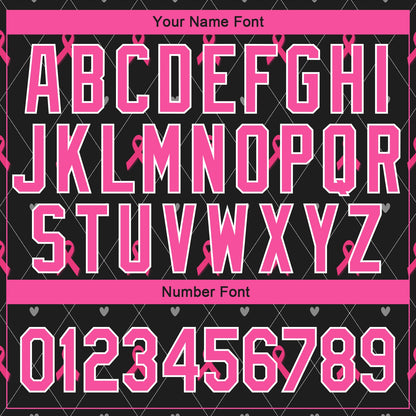Custom Black Pink-White 3D Pink Ribbon Breast Cancer Awareness Month Women Health Care Support Authentic Baseball Jersey - Sky-Custom