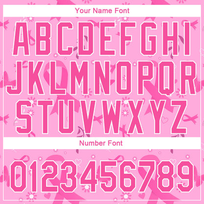 Custom Pink White 3D Pink Ribbon Breast Cancer Awareness Month Women Health Care Support Authentic Baseball Jersey - Sky-Custom