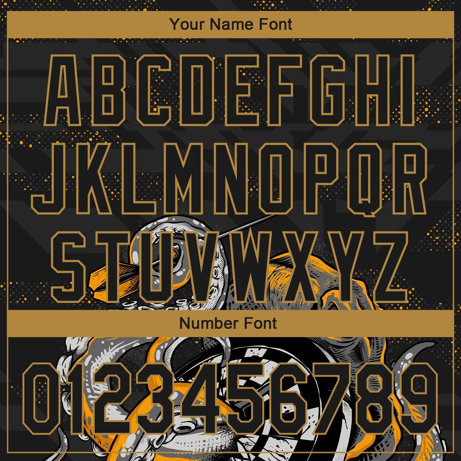 Custom Black Old Gold 3D Pattern Design Octopus Wrapped Around Dart Board Authentic Baseball Jersey - Sky-Custom