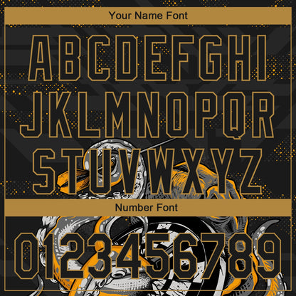 Custom Black Old Gold 3D Pattern Design Octopus Wrapped Around Dart Board Authentic Baseball Jersey - Sky-Custom