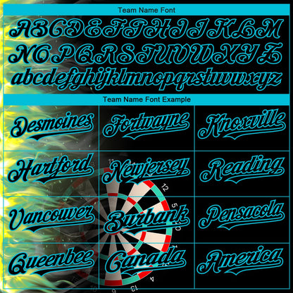 Custom Black Lakes Blue 3D Pattern Design Fiery Dart Board Authentic Baseball Jersey - Sky-Custom