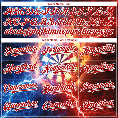 Custom Black Red-White 3D Pattern Design Lightning Flame Dart Board Authentic Baseball Jersey - Sky-Custom