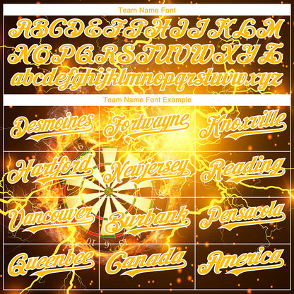 Custom Black Gold-White 3D Pattern Design Lightning Flame Dart Board Authentic Baseball Jersey - Sky-Custom