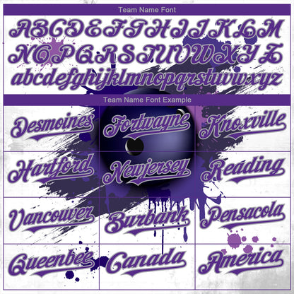 Custom White Purple-Gray 3D Pattern Design Bowling Ball Authentic Baseball Jersey - Sky-Custom