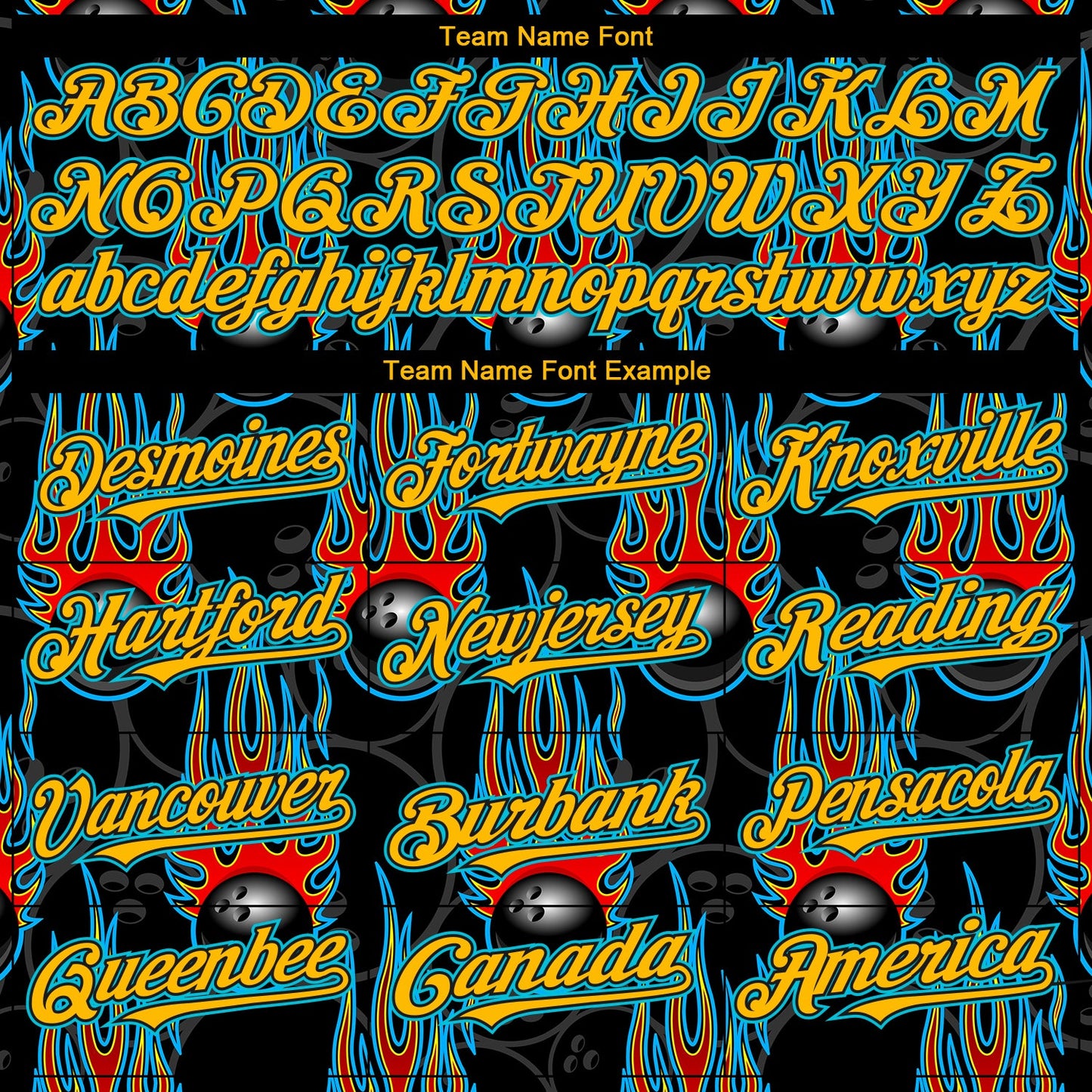 Custom Black Gold-Lakes Blue 3D Pattern Design Bowling Ball With Hotrod Flame Authentic Baseball Jersey - Sky-Custom