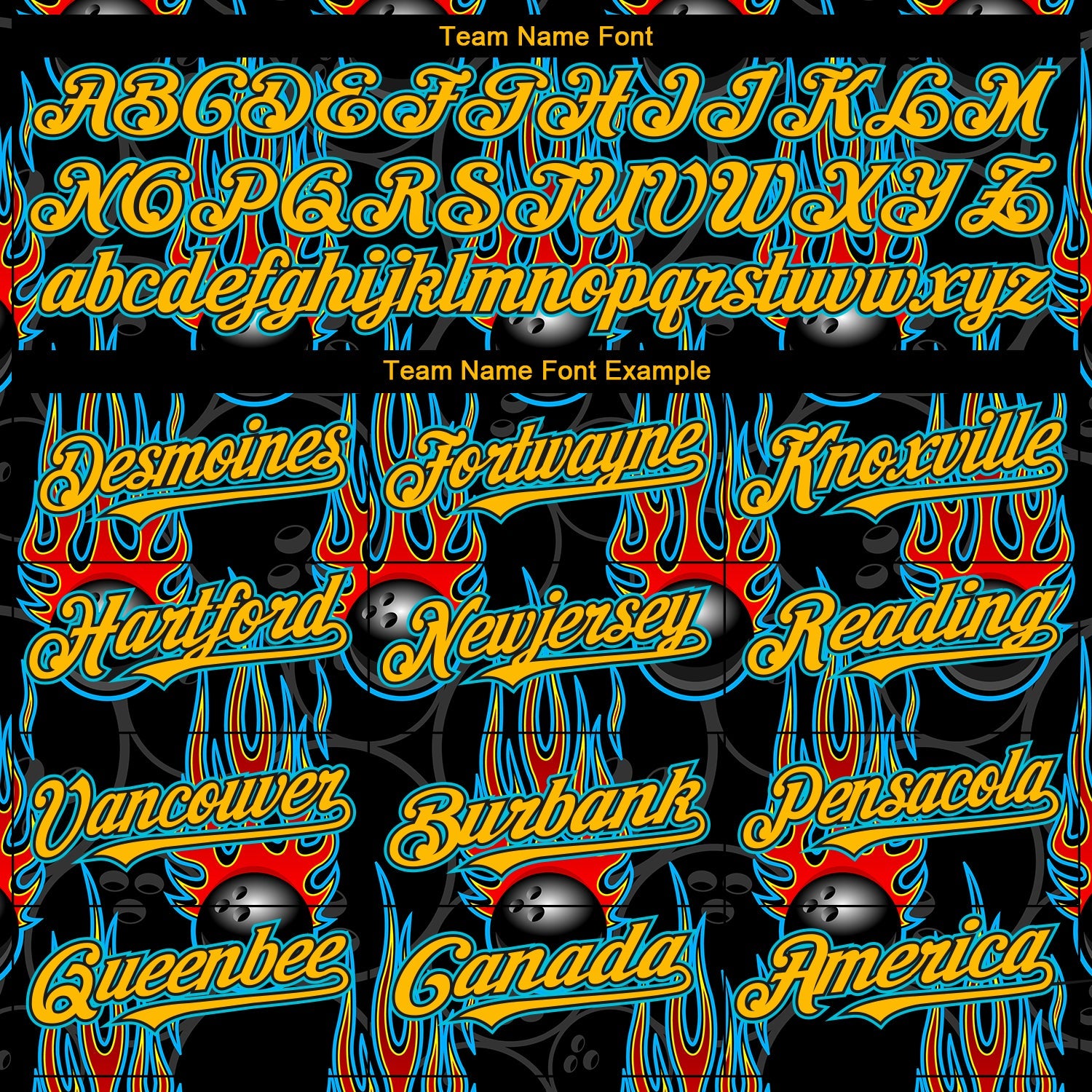 Custom Black Gold-Lakes Blue 3D Pattern Design Bowling Ball With Hotrod Flame Authentic Baseball Jersey - Sky-Custom