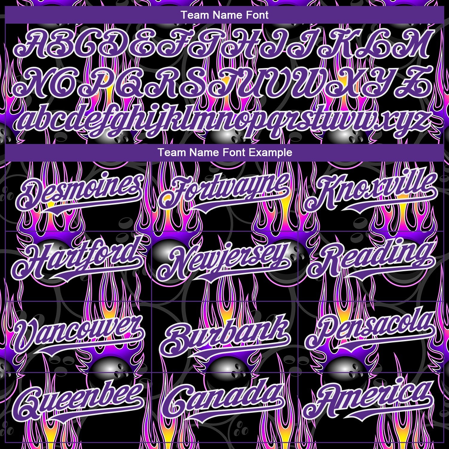 Custom Black Purple-White 3D Pattern Design Bowling Ball With Hotrod Flame Authentic Baseball Jersey - Sky-Custom
