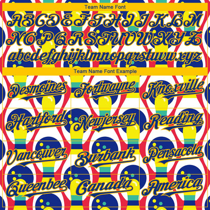 Custom White Royal-Yellow 3D Pattern Design Bowling Authentic Baseball Jersey - Sky-Custom