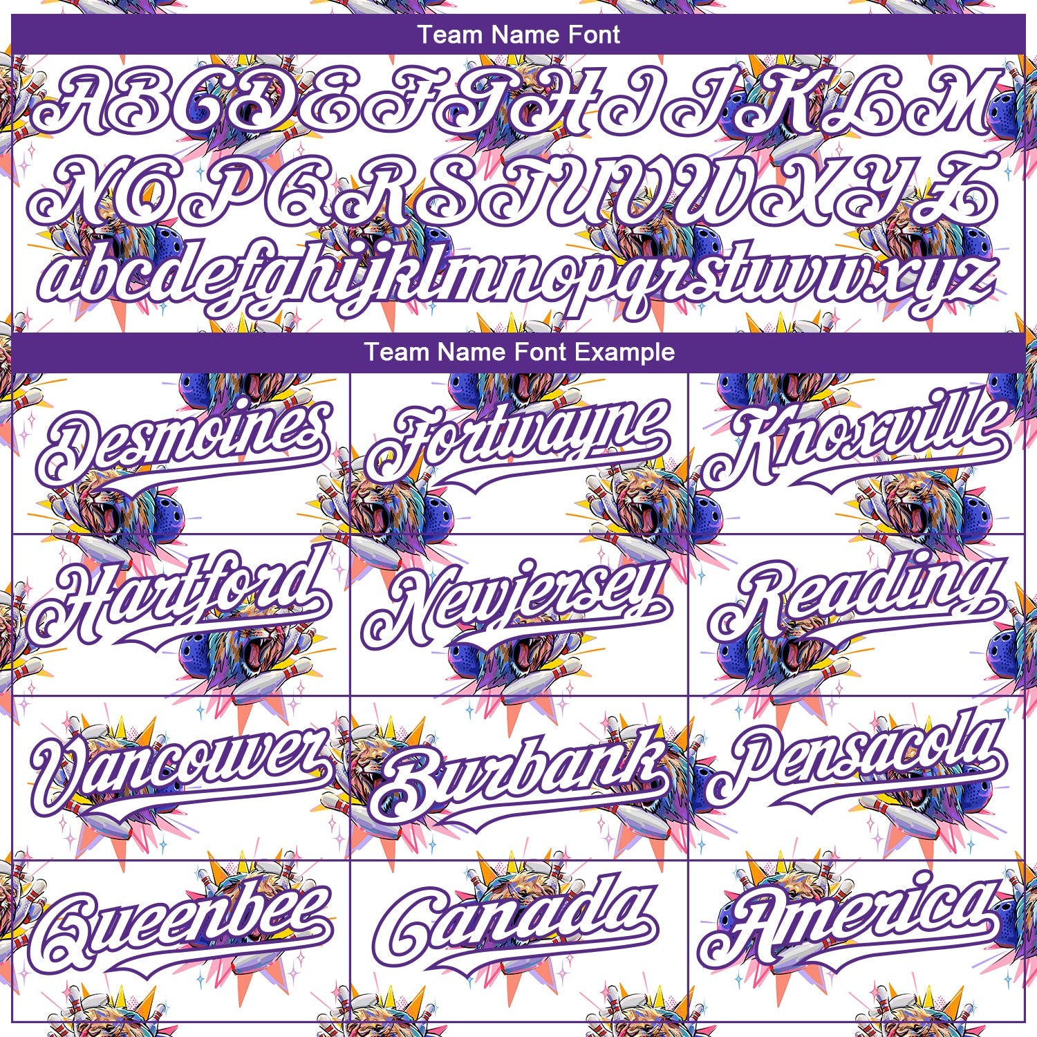 Custom White Purple 3D Pattern Design Growling Lion Among The Bowling Authentic Baseball Jersey - Sky-Custom