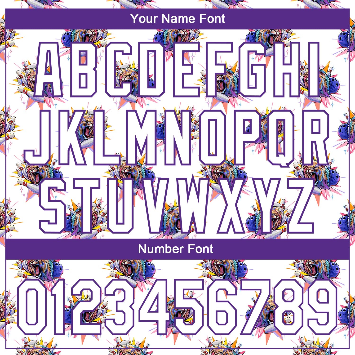 Custom White Purple 3D Pattern Design Growling Lion Among The Bowling Authentic Baseball Jersey - Sky-Custom
