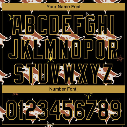 Custom Black Old Gold 3D Pattern Design Leopard Authentic Baseball Jersey - Sky-Custom