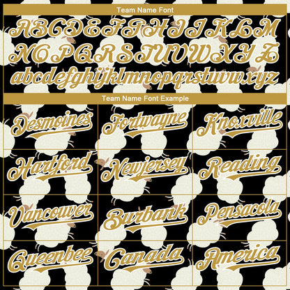 Custom Black Old Gold-White 3D Pattern Design Goat Authentic Baseball Jersey - Sky-Custom