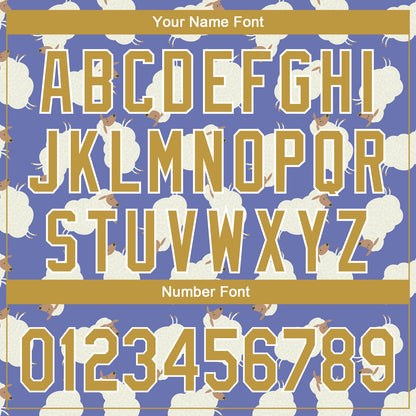 Custom Purple Old Gold-White 3D Pattern Design Goat Authentic Baseball Jersey - Sky-Custom