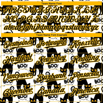 Custom White Black-Yellow 3D Pattern Design Cat Authentic Baseball Jersey - Sky-Custom