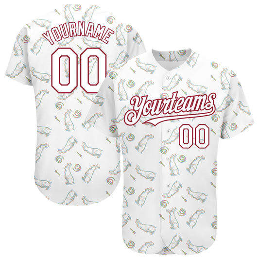 Custom White Cardinal 3D Pattern Design Rabbit Authentic Baseball Jersey - Sky-Custom