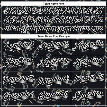 Custom Black White 3D Pattern Design Rabbit Authentic Baseball Jersey - Sky-Custom