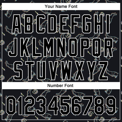Custom Black White 3D Pattern Design Rabbit Authentic Baseball Jersey - Sky-Custom