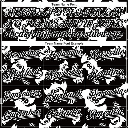 Custom Black White 3D Pattern Design Bat Authentic Baseball Jersey - Sky-Custom