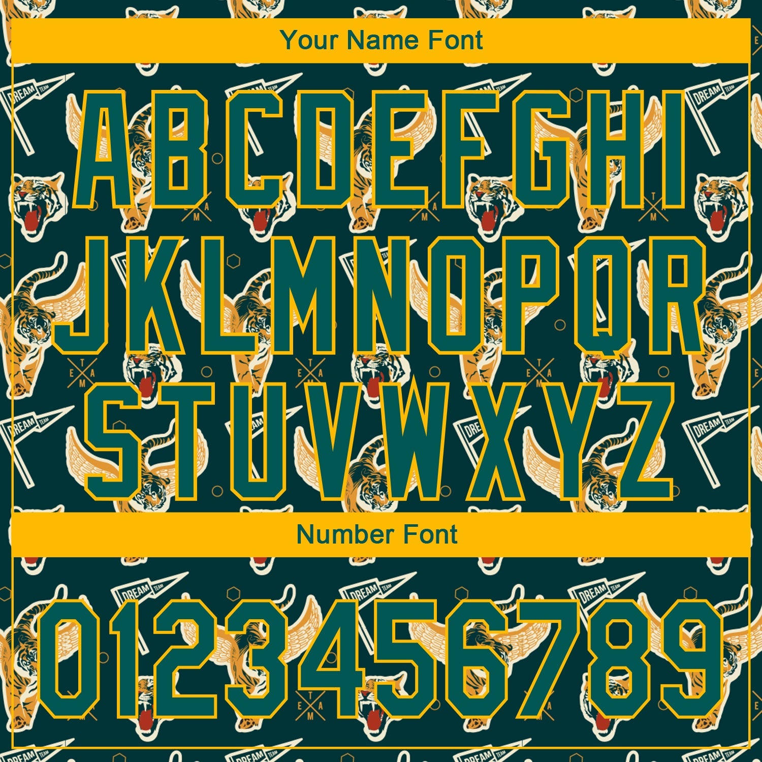 Custom Black Midnight Green-Gold 3D Pattern Design Tiger Authentic Baseball Jersey - Sky-Custom