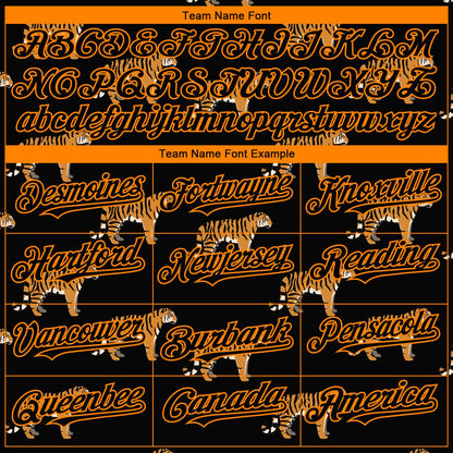 Custom Black Bay Orange 3D Pattern Design Tiger Authentic Baseball Jersey - Sky-Custom