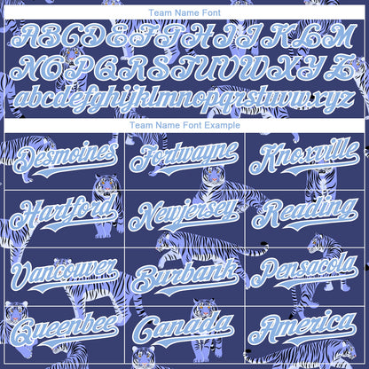 Custom Purple Light Blue-White 3D Pattern Design Tiger Authentic Baseball Jersey - Sky-Custom