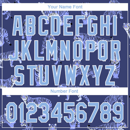 Custom Purple Light Blue-White 3D Pattern Design Tiger Authentic Baseball Jersey - Sky-Custom