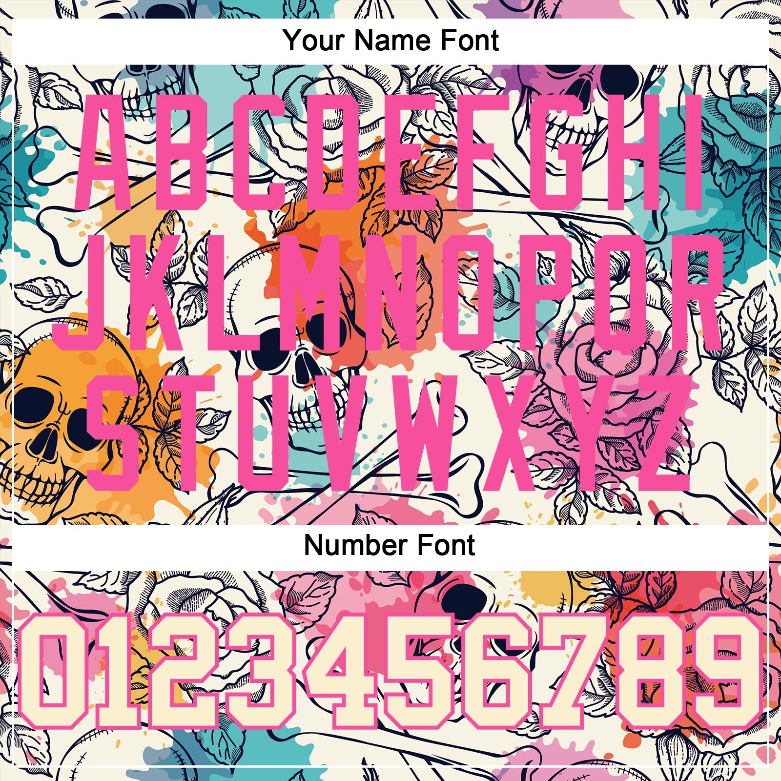 Custom Cream Pink-Black 3D Flower And Skull Fashion Authentic Baseball Jersey - Sky-Custom
