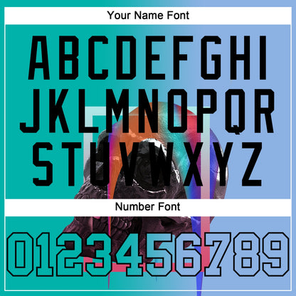 Custom Light Blue Aqua-Black 3D Skull Gradient Fashion Authentic Baseball Jersey - Sky-Custom
