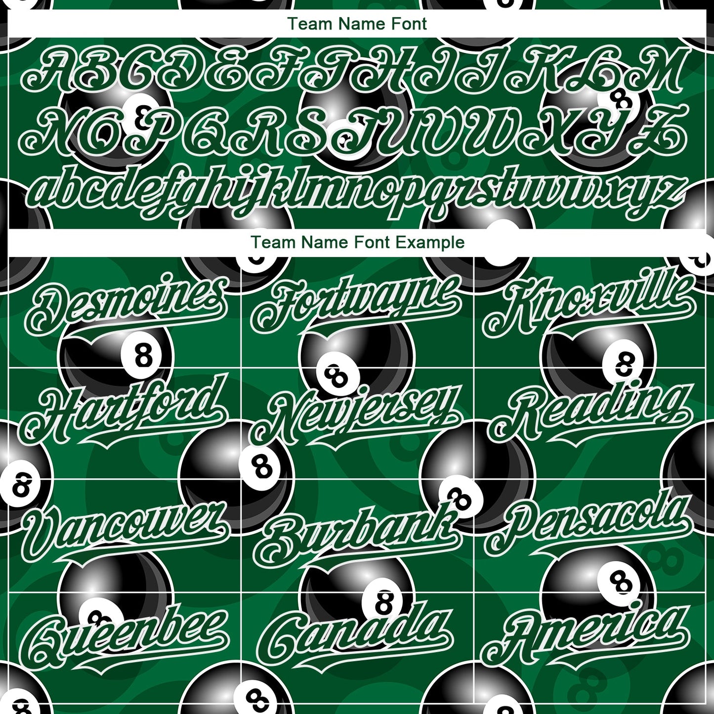 Custom Green White 3D Pattern Design Billiards Snooker 8 Ball Authentic Baseball Jersey - Sky-Custom