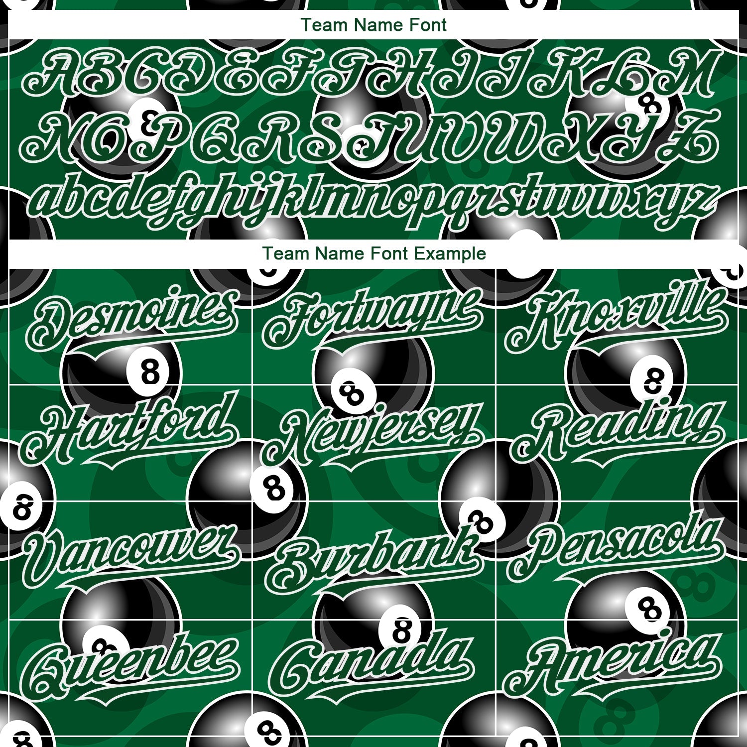 Custom Green White 3D Pattern Design Billiards Snooker 8 Ball Authentic Baseball Jersey - Sky-Custom