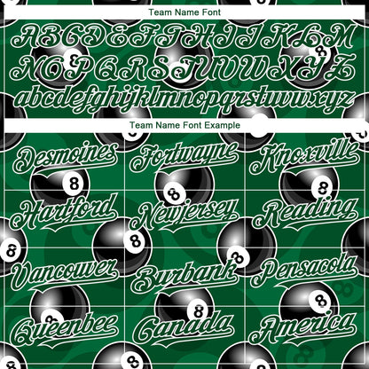 Custom Green White 3D Pattern Design Billiards Snooker 8 Ball Authentic Baseball Jersey - Sky-Custom