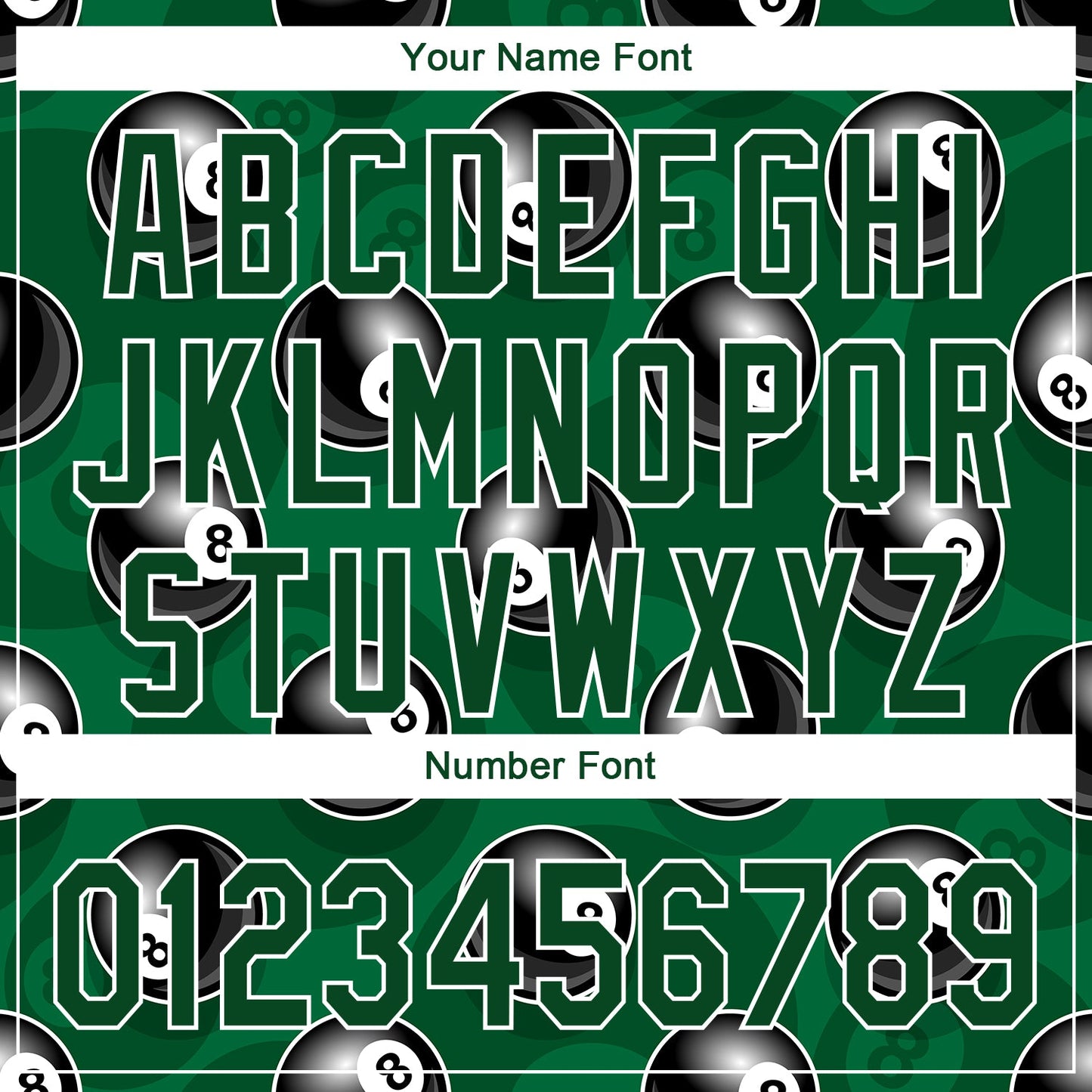 Custom Green White 3D Pattern Design Billiards Snooker 8 Ball Authentic Baseball Jersey - Sky-Custom
