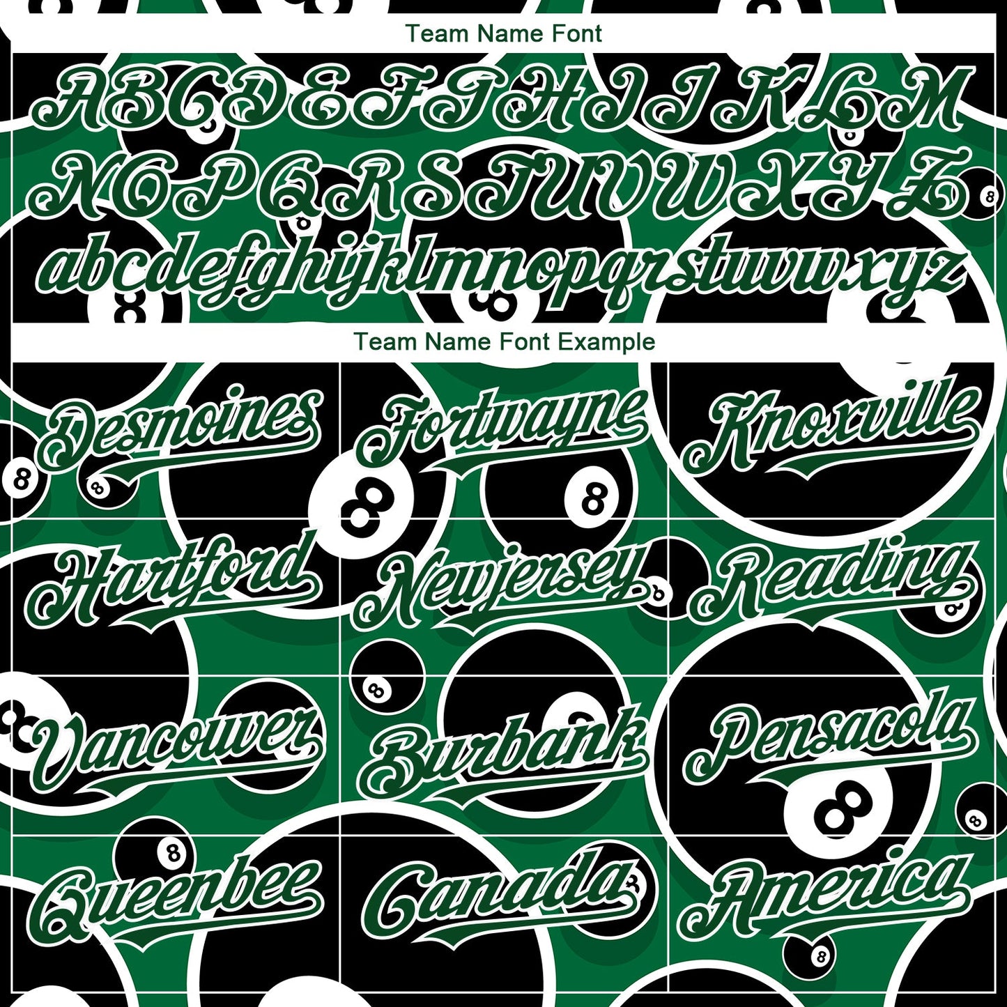 Custom Green White 3D Pattern Design Billiards Snooker 8 Ball Authentic Baseball Jersey - Sky-Custom