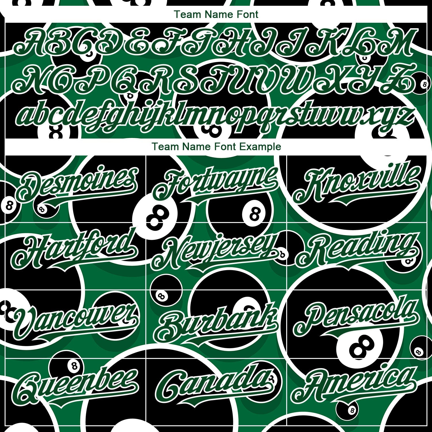 Custom Green White 3D Pattern Design Billiards Snooker 8 Ball Authentic Baseball Jersey - Sky-Custom
