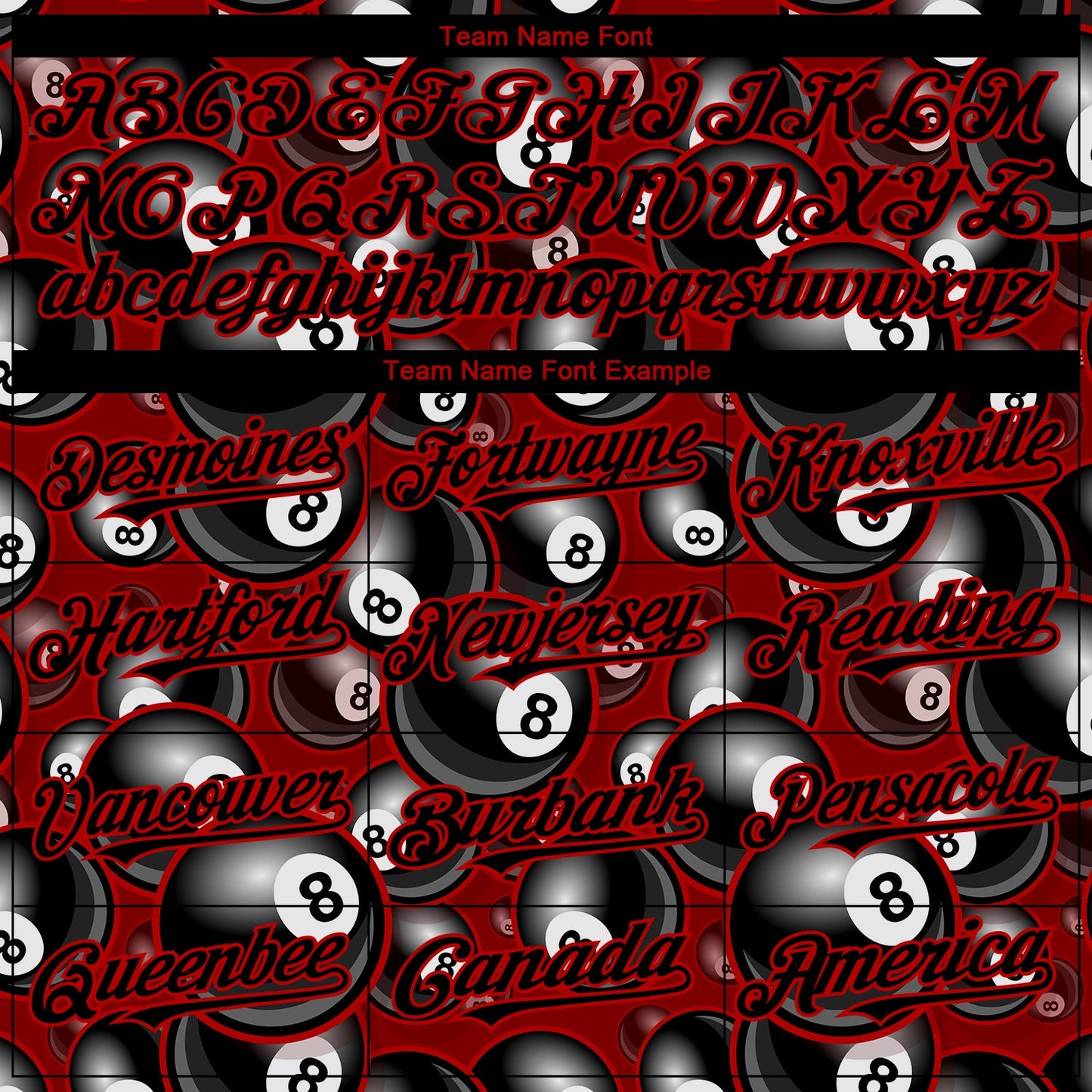 Custom Red Black 3D Pattern Design Billiards Snooker 8 Ball Authentic Baseball Jersey - Sky-Custom