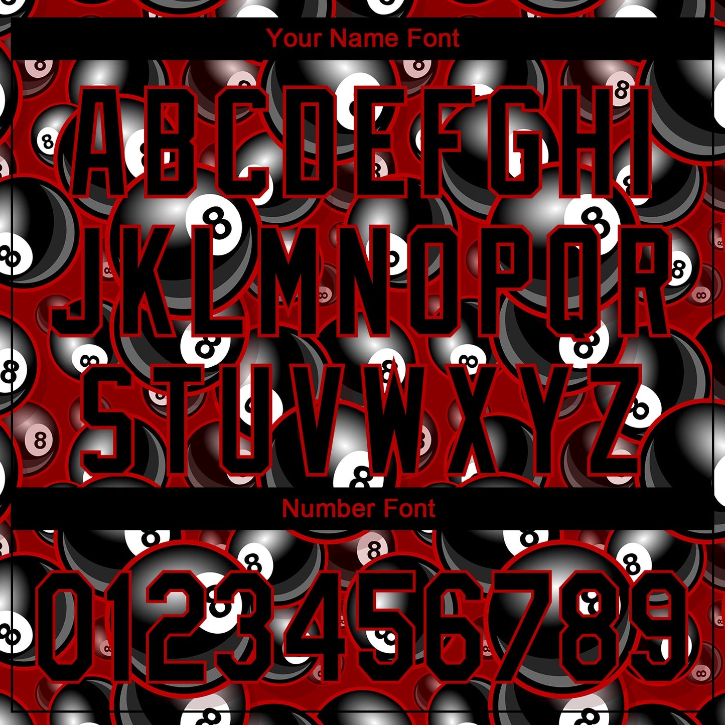 Custom Red Black 3D Pattern Design Billiards Snooker 8 Ball Authentic Baseball Jersey - Sky-Custom